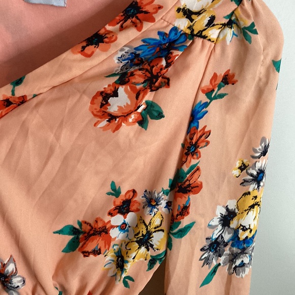 Brigitte Bailey Size Large Dress Peach Fuzz Floral Long Sleeve Dress - Picture 5 of 10